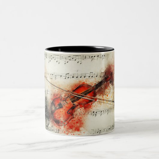 Vioolmuziek Dansconcert Waltz Man Vrouw Tweekleurige Koffiemok (Center)
