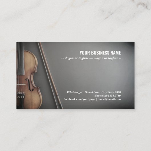 vioolmuziek op blauwe achtergrond met kopieerruimt visitekaartje (Achterkant)