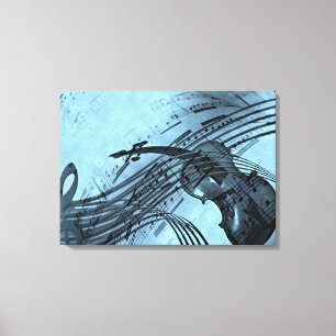 Vioolmuziekontwerp in lichtblauw canvas afdruk