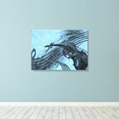 Vioolmuziekontwerp in lichtblauw canvas afdruk (Insitu (Houten vloer))
