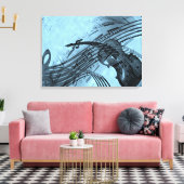 Vioolmuziekontwerp in lichtblauw canvas afdruk (Insitu (Woonkamer))
