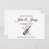 Vioolmuzikant bruiloft save the date (Voorkant / Achterkant)