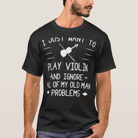 Vioolontsnapping: strijken langs oude Man ellende T-shirt (Voorkant)