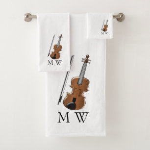Vioolontwerp met monogram bad handdoek