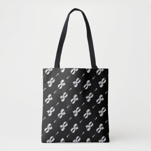 Vioolpatroon - Zwart en Wit Tote Bag (Voorkant)