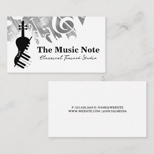 Vioolpiano Logo | Muziek Visitekaartje (Voorkant / Achterkant)