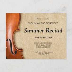 Vioolrecitalconcert Klassieke muziek Uitnodiging Briefkaart