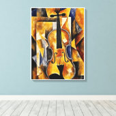 Vioolschilderij met geometrische kunst canvas afdruk (Insitu (Houten vloer))