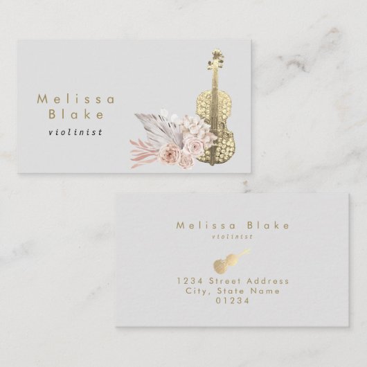 vioolse pampas ' lichtgrijze achtergrond visitekaartje (Voorkant / Achterkant)