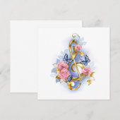 Vioolsleutel met roze rozen bedankkaart (Voorkant / Achterkant)