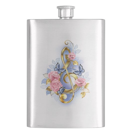 Vioolsleutel met roze rozen flacon (Voorkant)