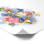 Vioolsleutel met roze rozen poster (Hoek)
