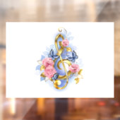 Vioolsleutel met roze rozen raamsticker (Vel 2)