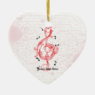 Vioolsleutel rode slingerwerkmuzieknoot sleutel keramisch ornament