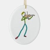 Vioolspelende Stickman Keramisch Ornament (Rechts)