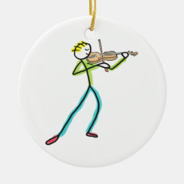 Vioolspelende Stickman Keramisch Ornament