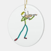 Vioolspelende Stickman Keramisch Ornament (Links)
