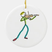 Vioolspelende Stickman Keramisch Ornament (Achterkant)