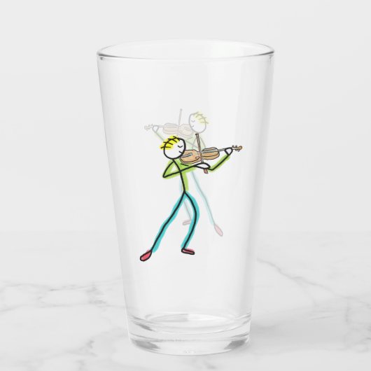 Vioolspelende stokmannetje glas (Achterkant)