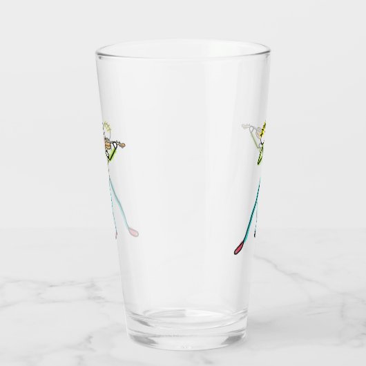Vioolspelende stokmannetje glas (Rechts)