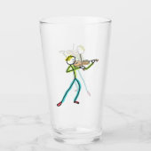 Vioolspelende stokmannetje glas (Voorkant)