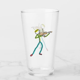 Vioolspelende stokmannetje glas
