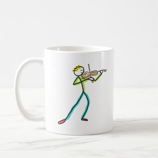 Vioolspelende stokmannetje koffiemok (Links)