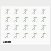 Vioolspelende stokmannetje ronde sticker (Vel)
