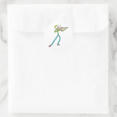 Vioolspelende stokmannetje ronde sticker (Tas)