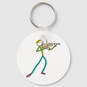 Vioolspelende stokmannetje sleutelhanger