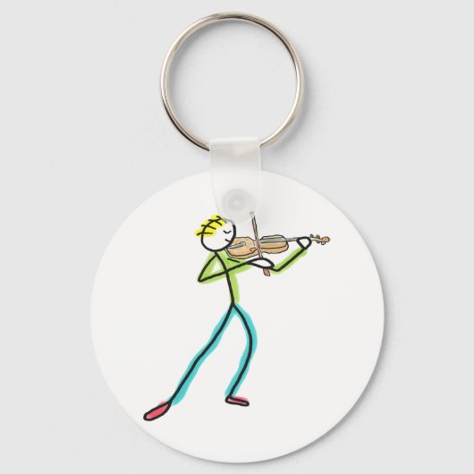 Vioolspelende stokmannetje sleutelhanger (Voorkant)