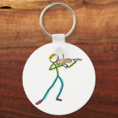 Vioolspelende stokmannetje sleutelhanger (Voorkant)