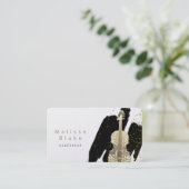Vioolspeler Black Brush Strokes Decor Visitekaartje (Staand voorkant)