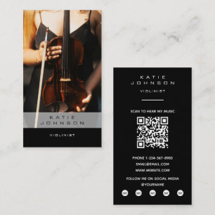 Vioolspeler Cellomuzikant Foto QR-code Visitekaartje