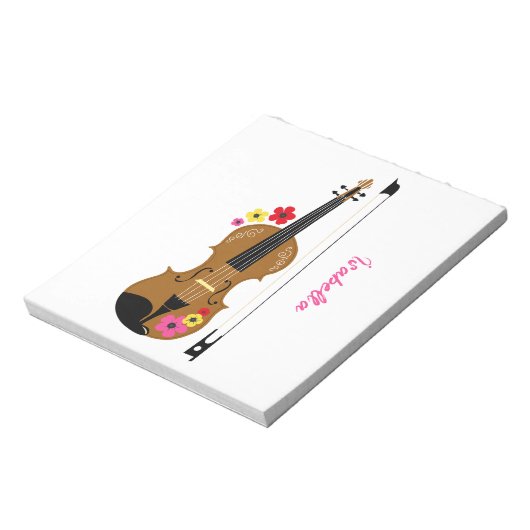 Vioolspeler  Custom Floral Notitieblok (Linkerzijde)