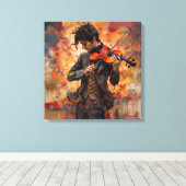 Vioolspeler in de praktijk canvas afdruk (Insitu (Houten vloer))