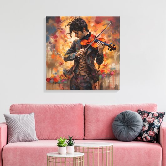 Vioolspeler in de praktijk canvas afdruk (Insitu (Woonkamer))