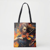 Vioolspeler Muziek Schilderen Abstracte Art Decor Tote Bag (Voorkant)