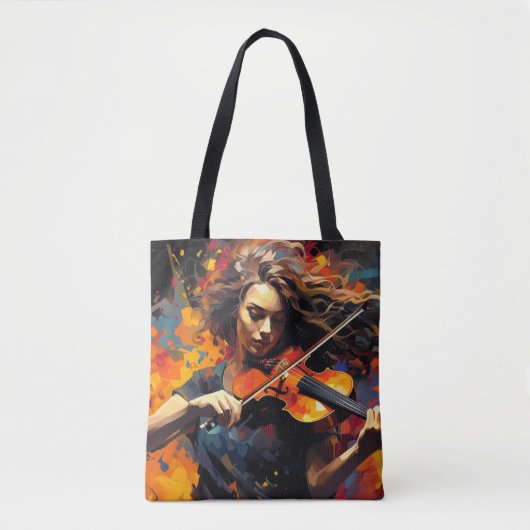 Vioolspeler Muziek Schilderen Abstracte Art Decor Tote Bag (Voorkant)