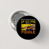Vioolspeler Oude Man Ronde Button 3,2 Cm (Voorkant /achterkant)