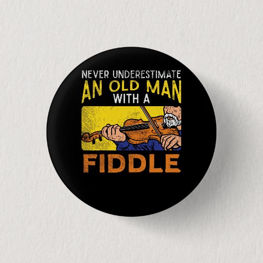 Vioolspeler Oude Man Ronde Button 3,2 Cm (Voorkant)