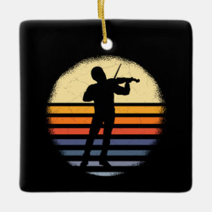 Vioolspeler Retro Keramisch Ornament