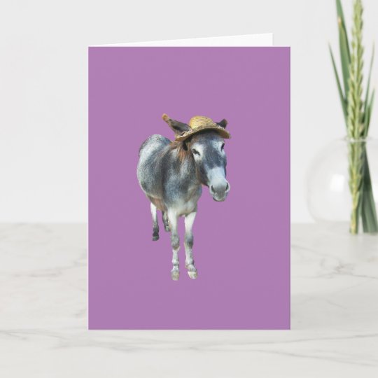 Viooltje De Ezel In Het Pet Van Het Stro Met Kaart Zazzle Nl