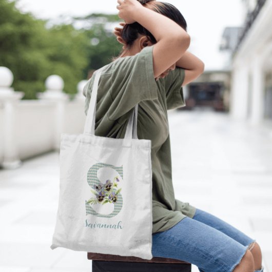 Viooltjes & Blauwe Harlekijn Letter S Tote Bag