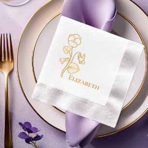 Viooltjes Bloemige Omlijning Folie Gestempelde Ser Servetten