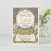 viooltjes bruiloft uitnodiging (Staand voorkant)