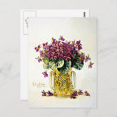 Viooltjes - Delicate paarse bloemen in een vaas Briefkaart (Voorkant / Achterkant)
