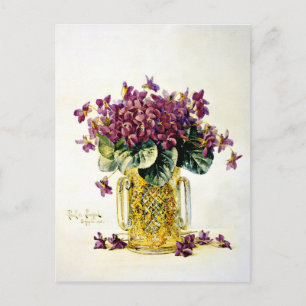 Viooltjes - Delicate paarse bloemen in een vaas Briefkaart