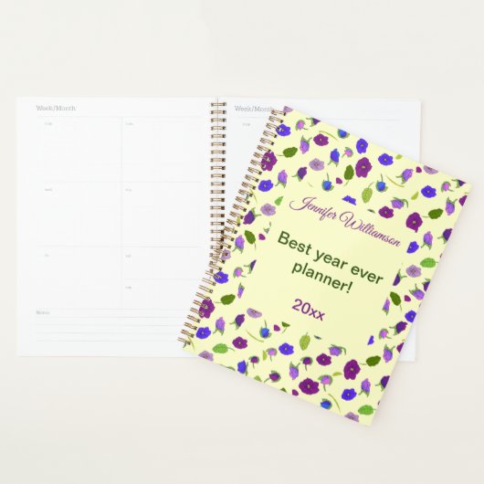 Viooltjes en bladeren oppervlaktepatroon Beste jaa Planner (Display)