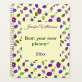 Viooltjes en bladeren oppervlaktepatroon Beste jaa Planner (Voorkant)